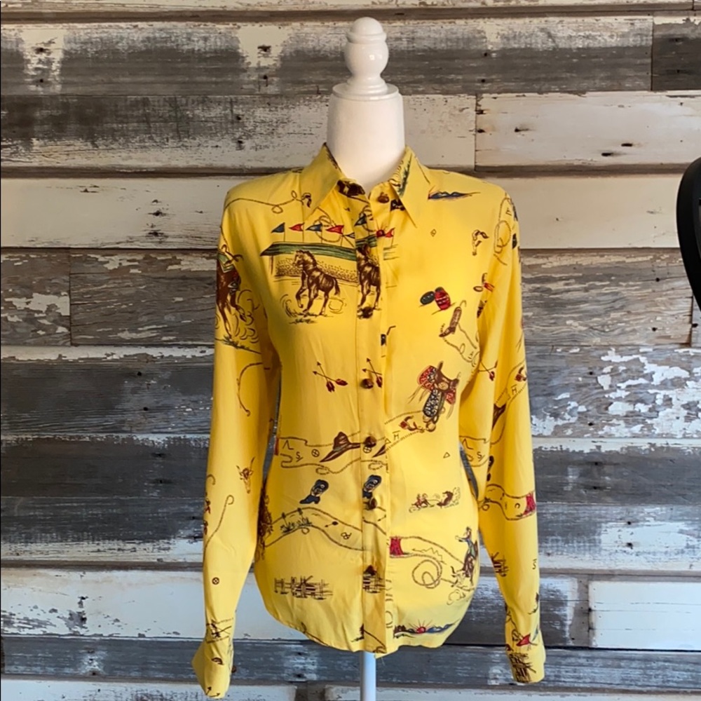 Vtg Desert West by Sherry Holt RARE Print Blouse